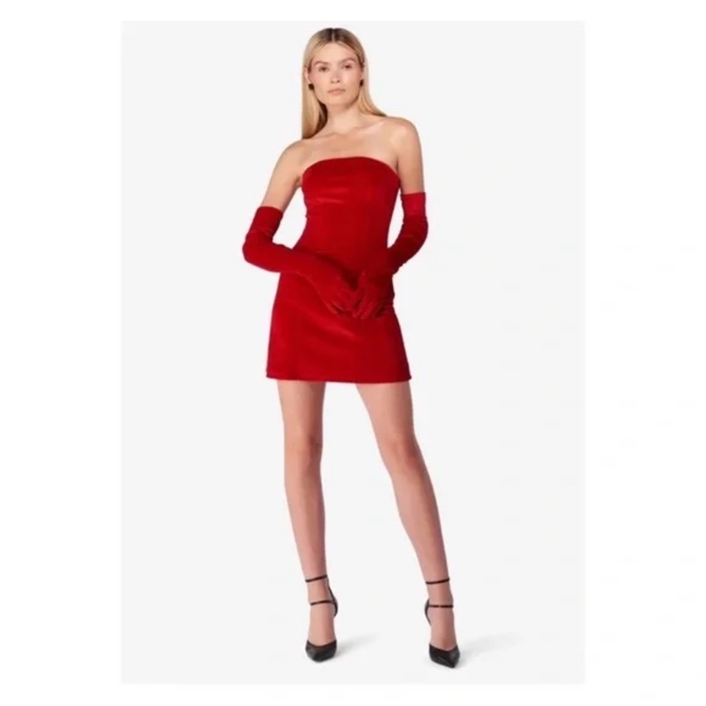 Miscreants Cupid Red Velvet Mini Dress & Gloves